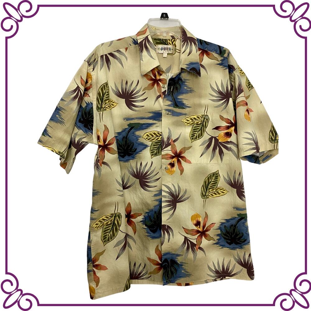 Campia Moda Hawaiian Cotton Short Sleeve Camp Shirt Large